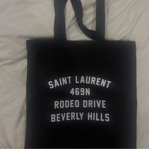 Saint Laurent Black Tote with White Print